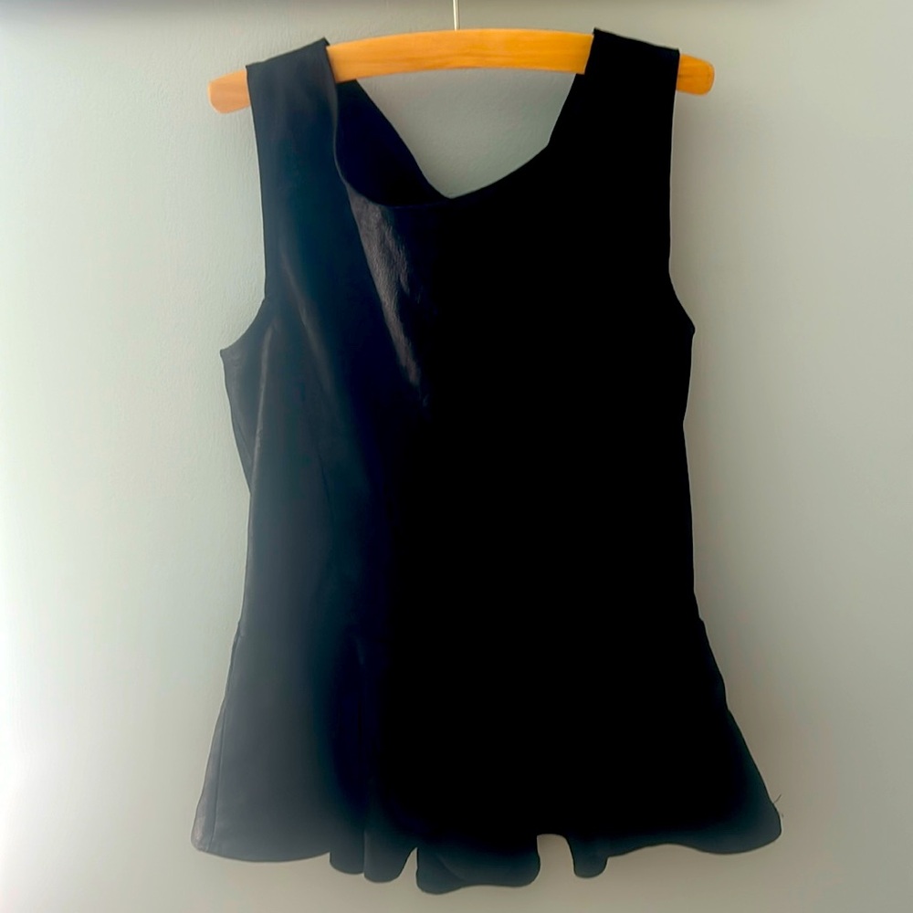 Black, peplum, sleeveless top